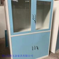 广州玻璃推拉柜金属办公家具钢木边台定做不锈钢储物柜工厂